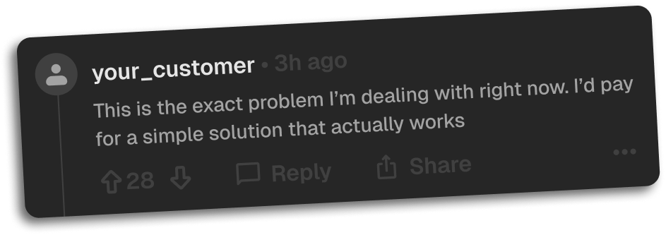 Customer comment example